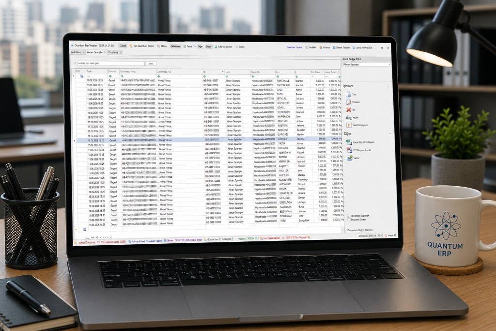 Quantum ERP — alınan siparişler listesi ve onaylama